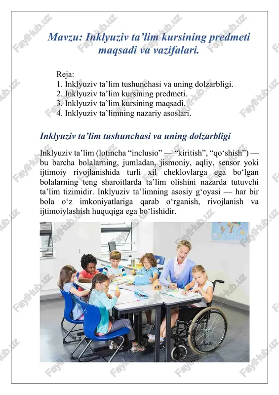 inklyuziv ta'lim kursi — DOCX