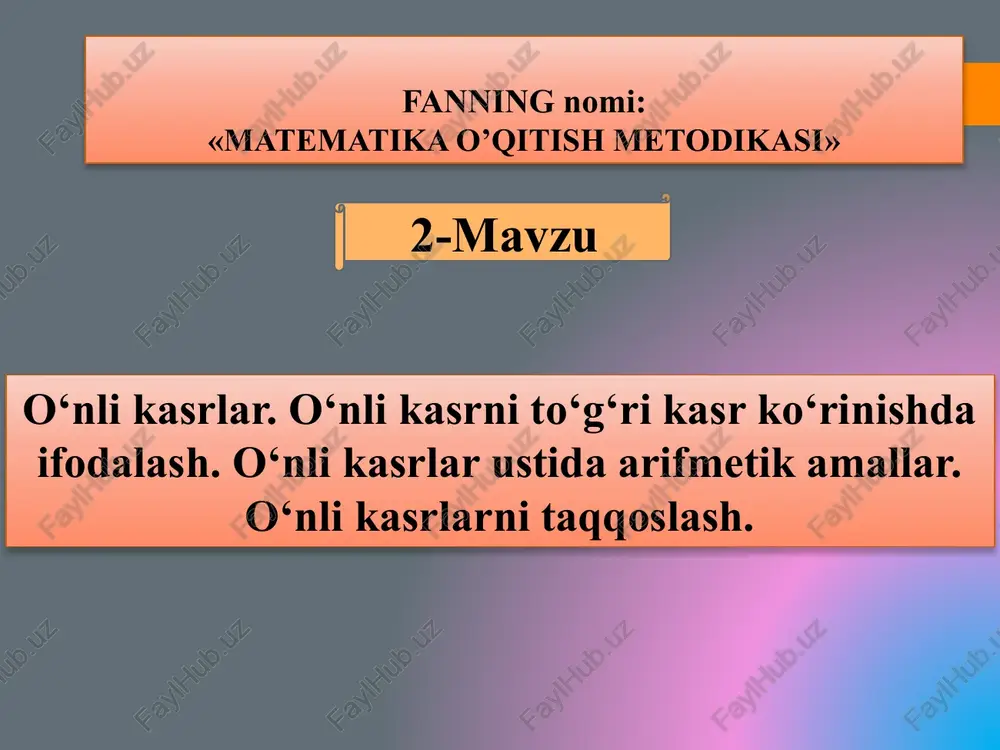 matematika o’qitish metodikasi — PPTX