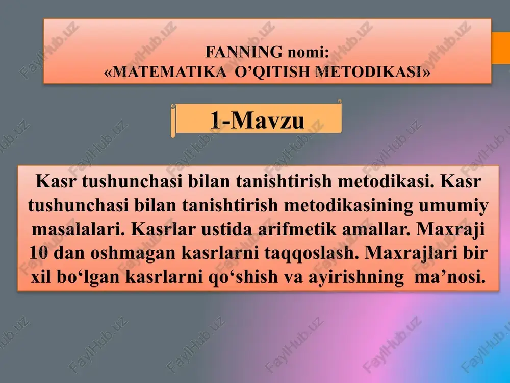 "matematika o’qitish metodikasi" — PPTX