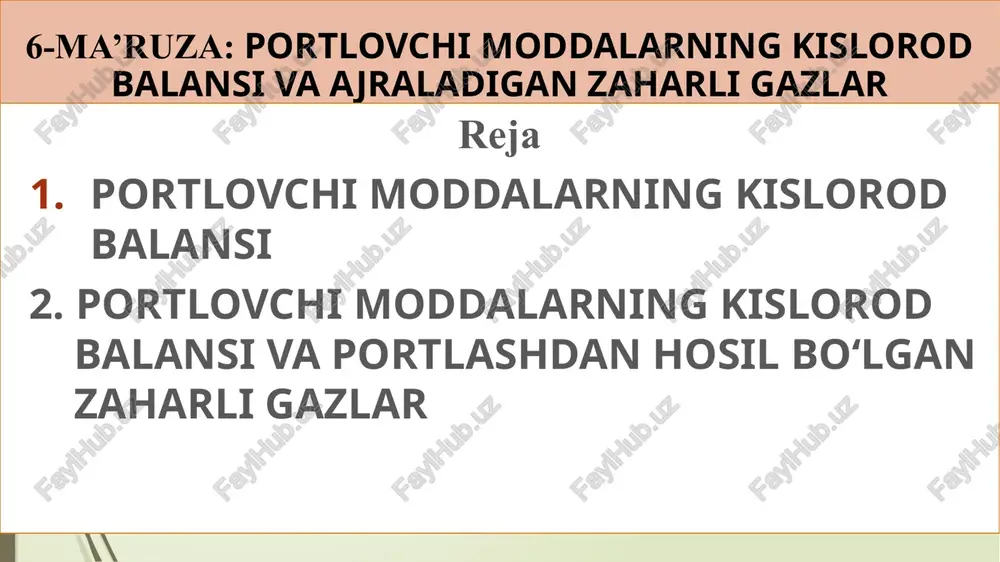 portlovchi moddalarning kislorod balansi — PPTX