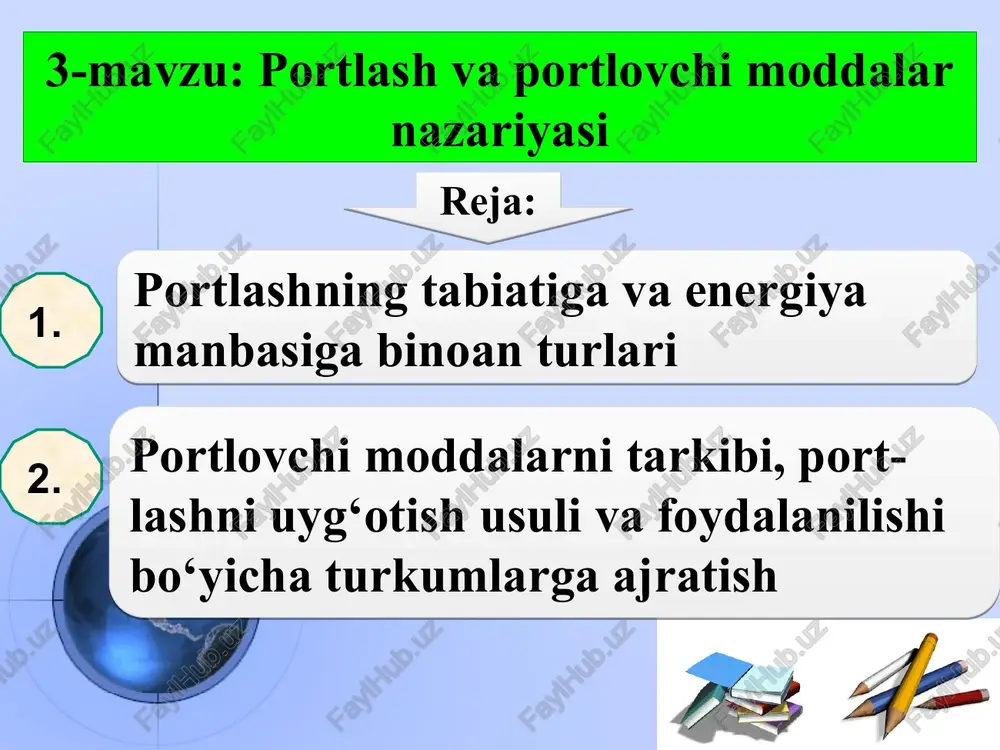 portlashtirish va portlovchi moddalar — PPT