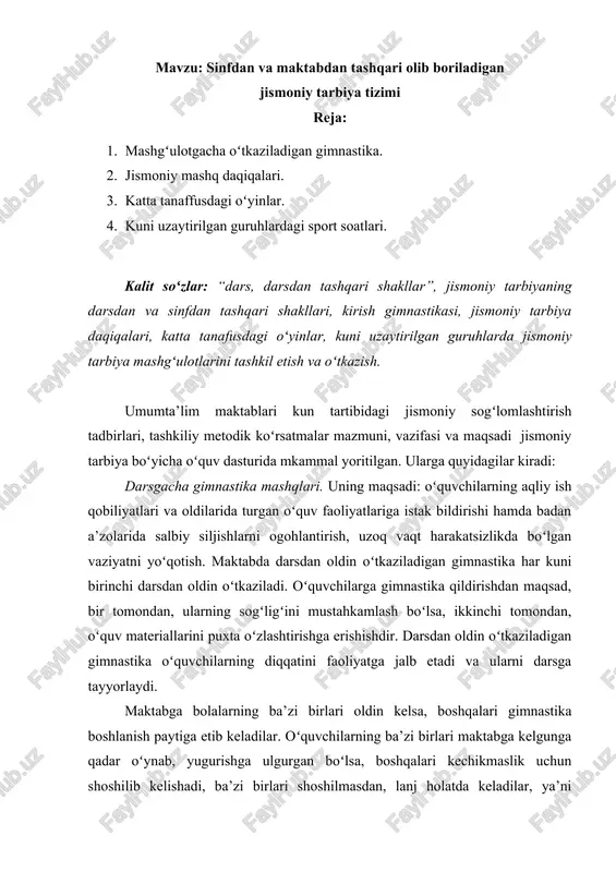 jismoniy tarbiya tizimi — DOCX