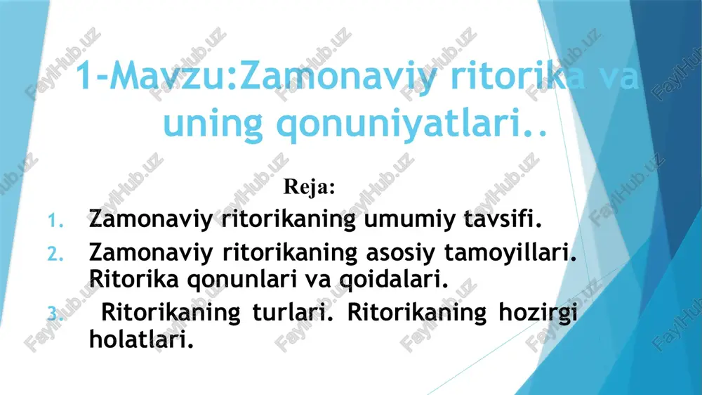 zamonaviyritorika va uning qonuniyatlari — PPTX