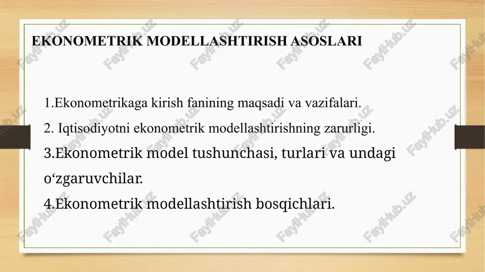ekonometrik modellashtirish asoslari — PPTX