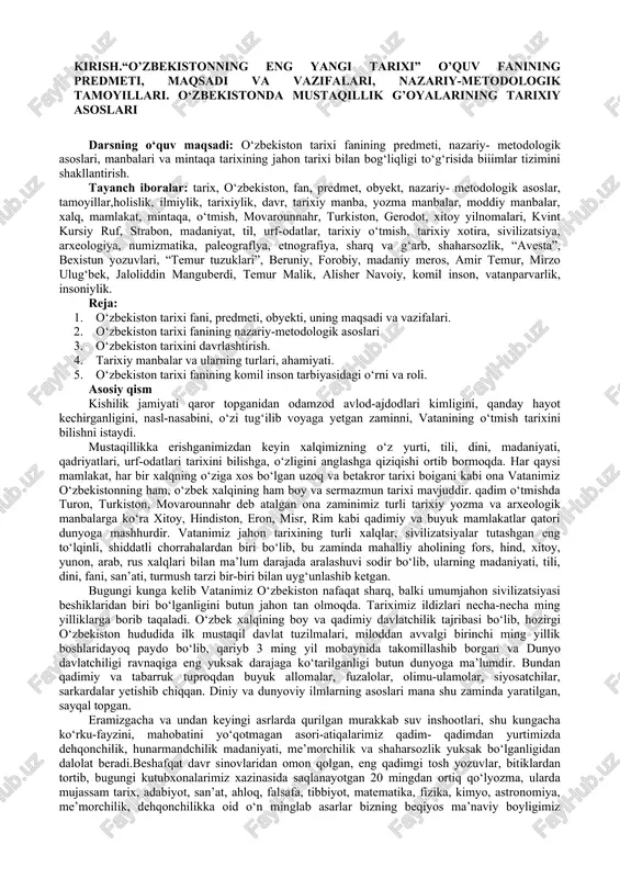 o‘zbekistonning eng yangi tarixi — DOCX