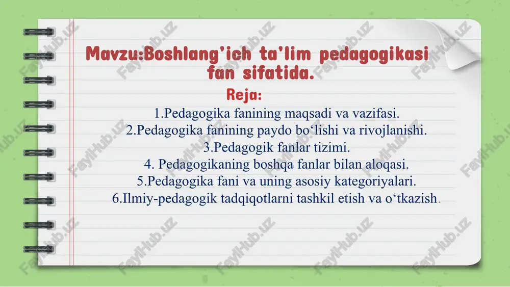 pedagogika fanining maqsadi va vazifasi — PPTX