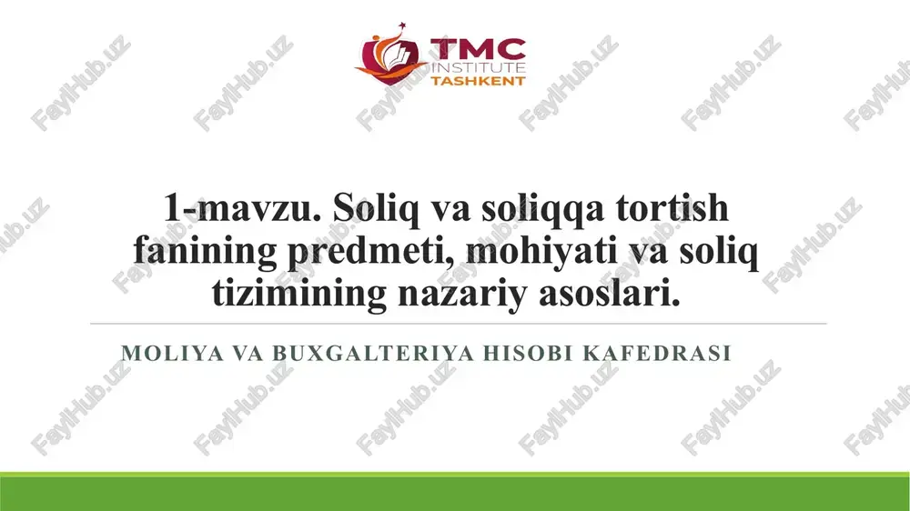 soliq va soliqqa tortish — PPTX