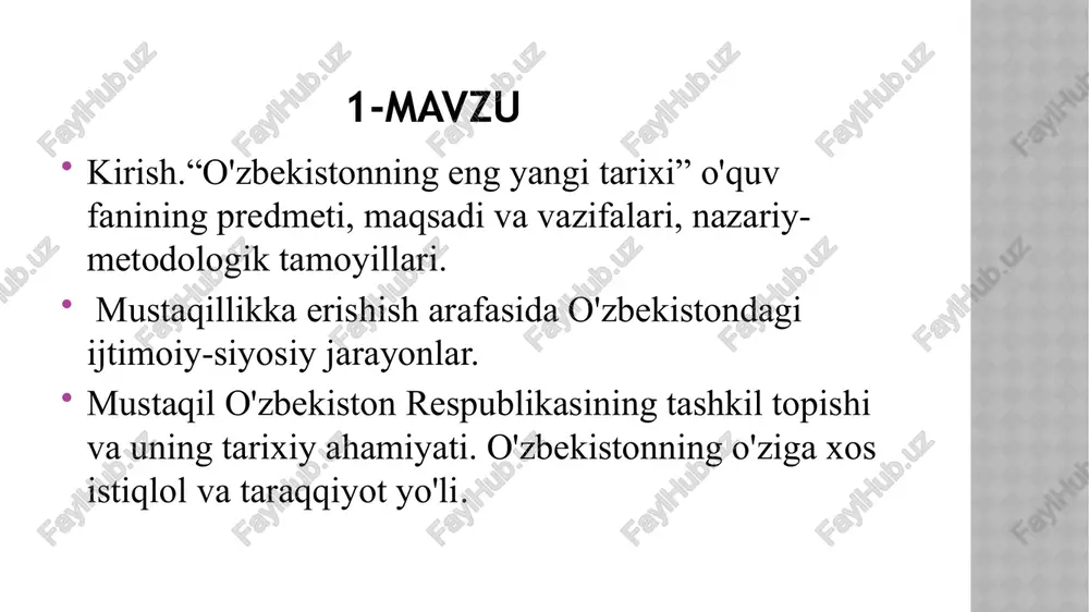 o'zbekistonning eng yangi tarixi — PPTX