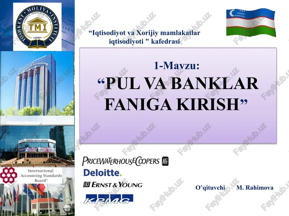 pul va banklar faniga kirish — PPTX