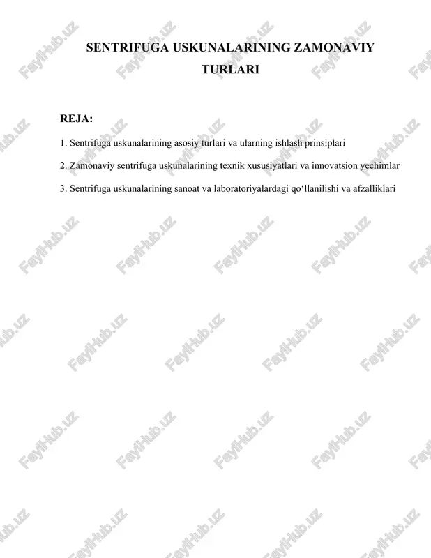 sentrifuga uskunalari — DOCX