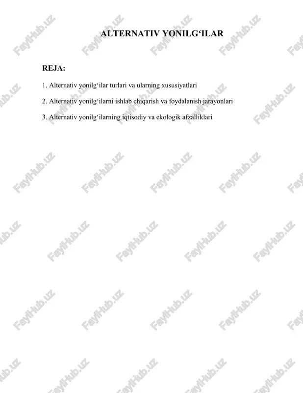 alternativ yonilgʻilar — DOCX
