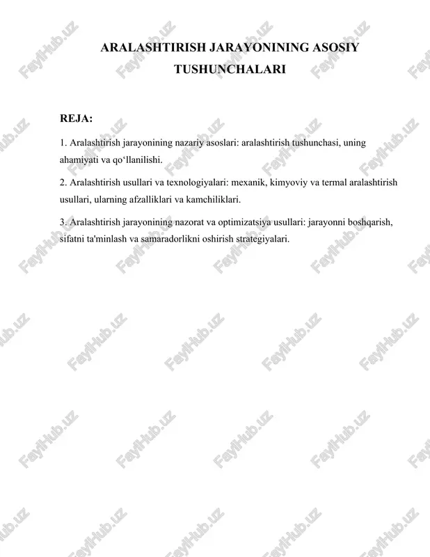 aralashtirish jarayonining asosiy tushunchalari — DOCX