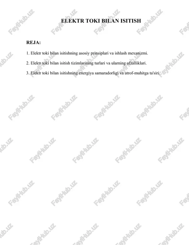 elektr toki bilan isitish — DOCX