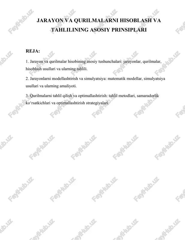 jarayon va qurilmalarni hisoblash va tahlil qilish — DOCX