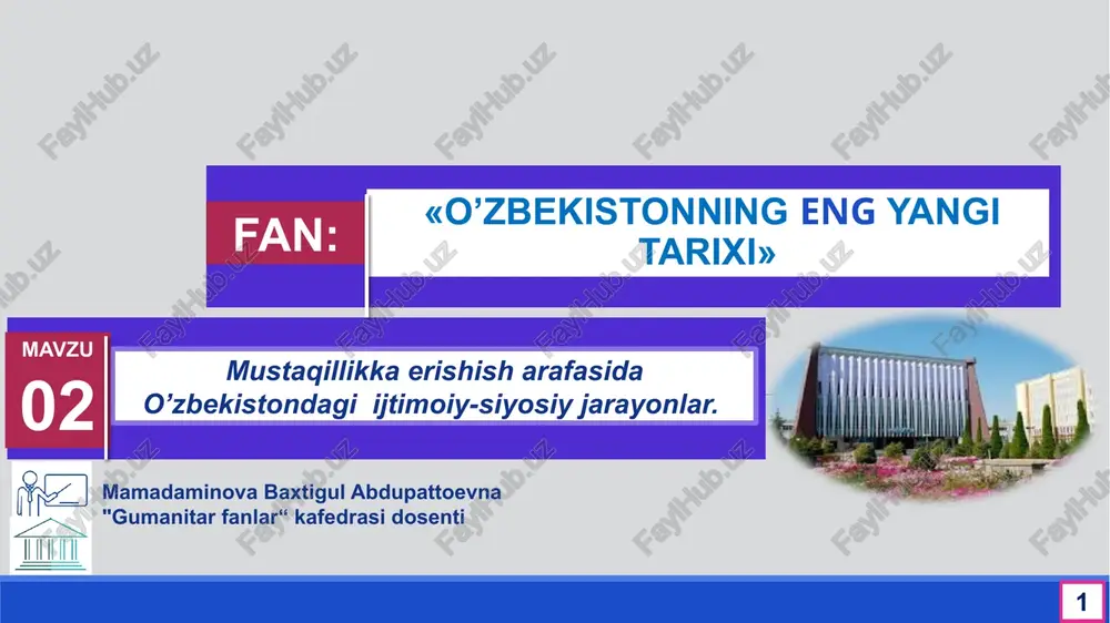 o’zbekistonning enggi yangi tarixi — PPTX