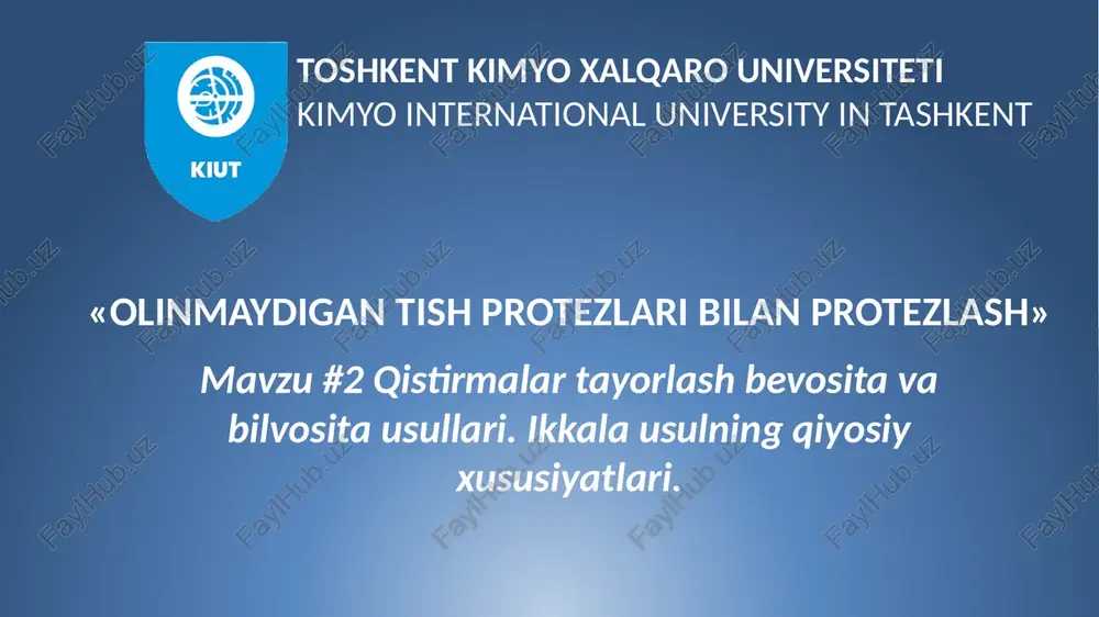 zamonaviy shtift konstruktsiyalarining tasnifi — PPTX