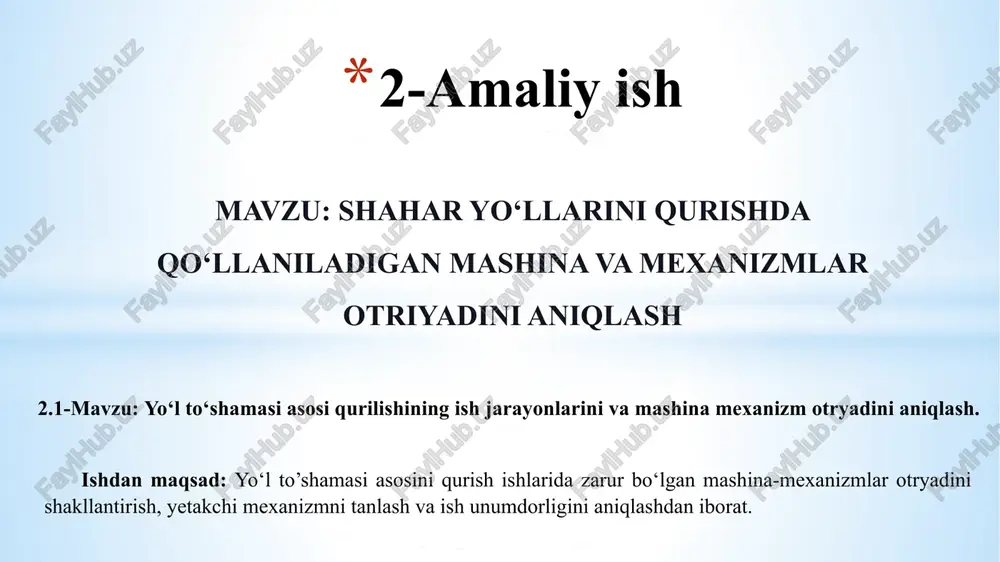 yo‘lto‘shamasiasosiqurilishi — PPTX