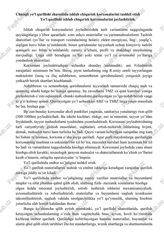 yo‘l qurilishi ishlab chiqarish korxonasi — DOCX