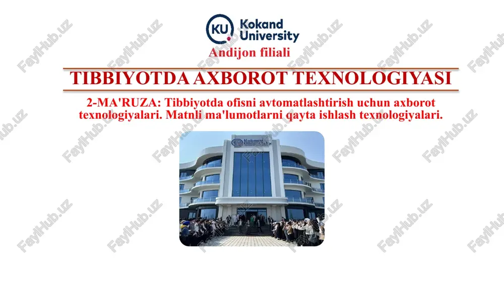 tibbiyotda axborot texnologiyasi — PPTX