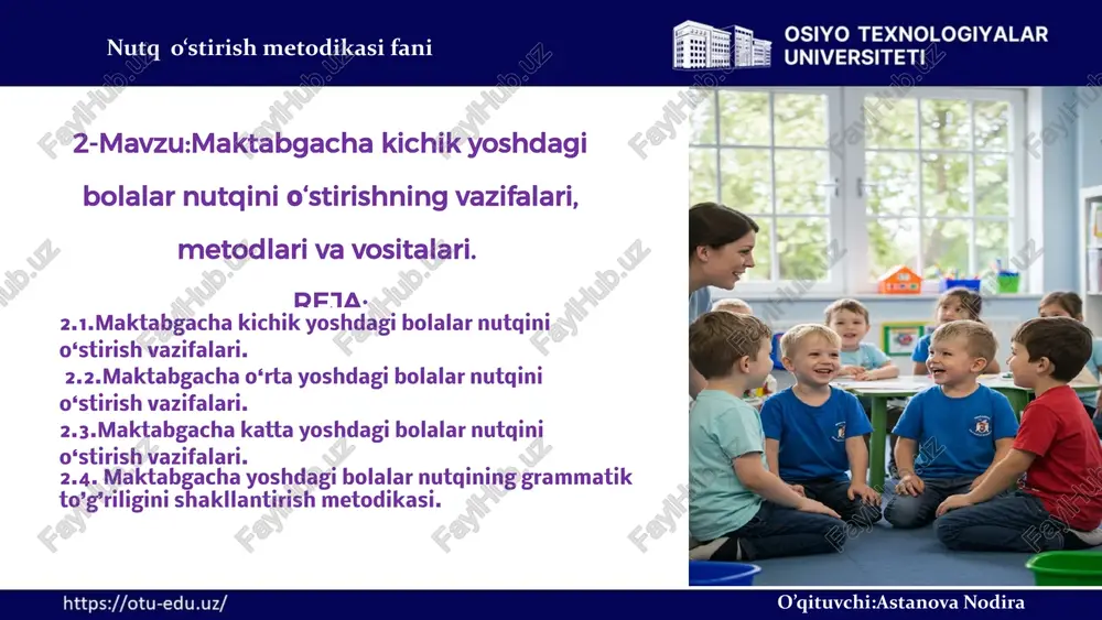 maktabgacha kichik yoshdagi bolalar nutqini o‘stirish — PPTX