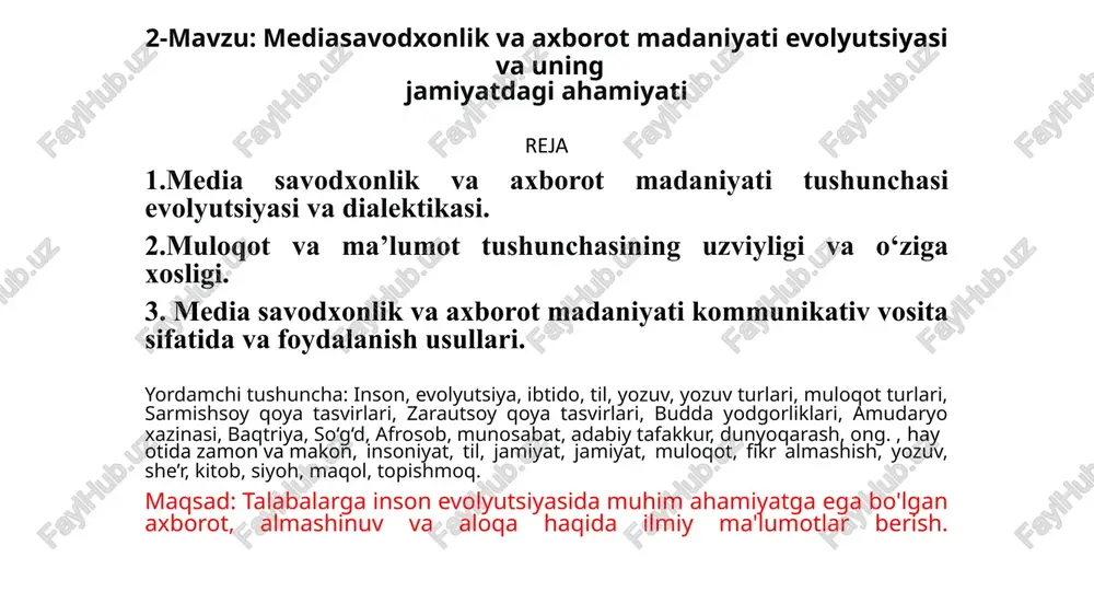 mediasavodxonlik va axborot madaniyati — PPTX