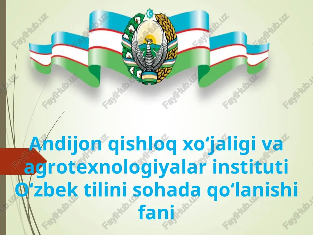 o‘zbek tilini sohada qoʻlanishi fani — PPT