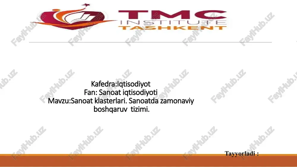 sanoatklasterlari — PPTX