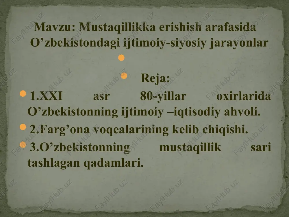 o'zbekiston mustaqillik jarayoni — PPT