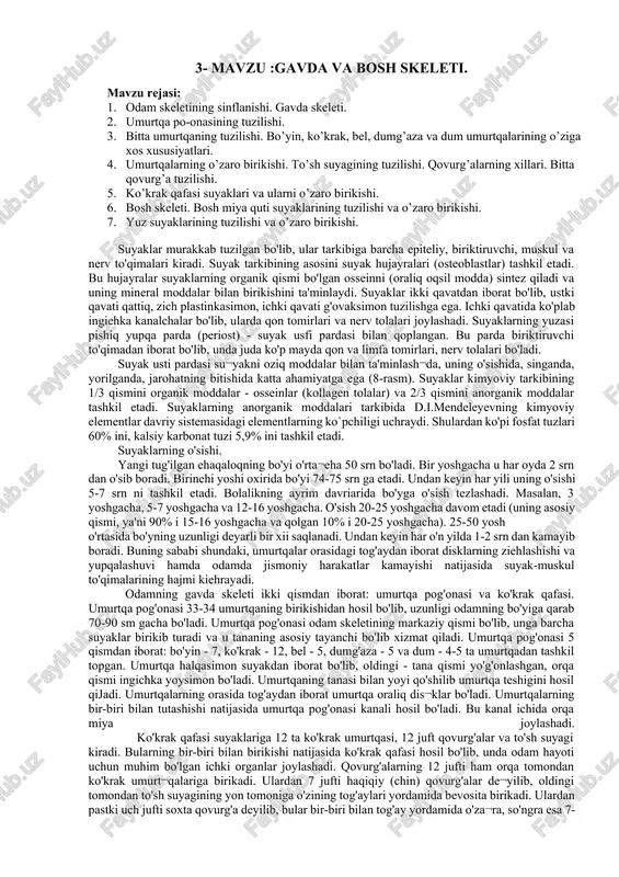 gavda va bosh skeleti — DOCX