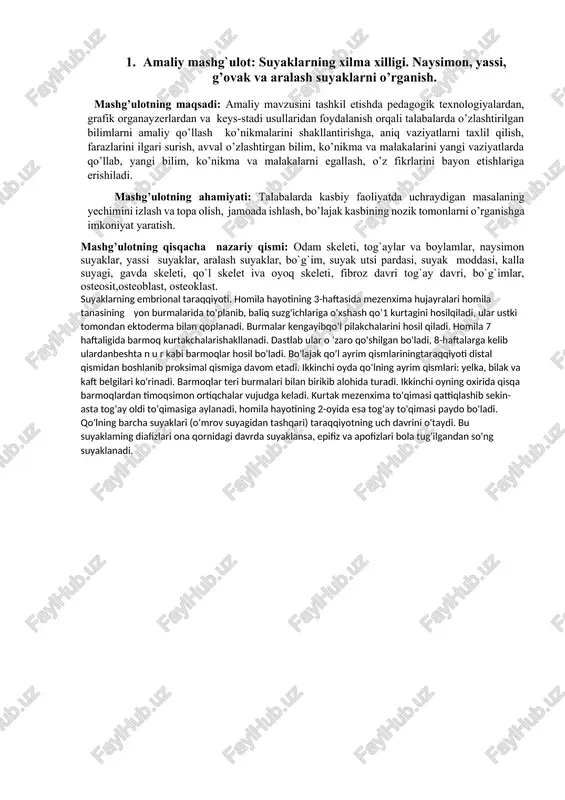 suyaklarning xilma xilligi — DOCX