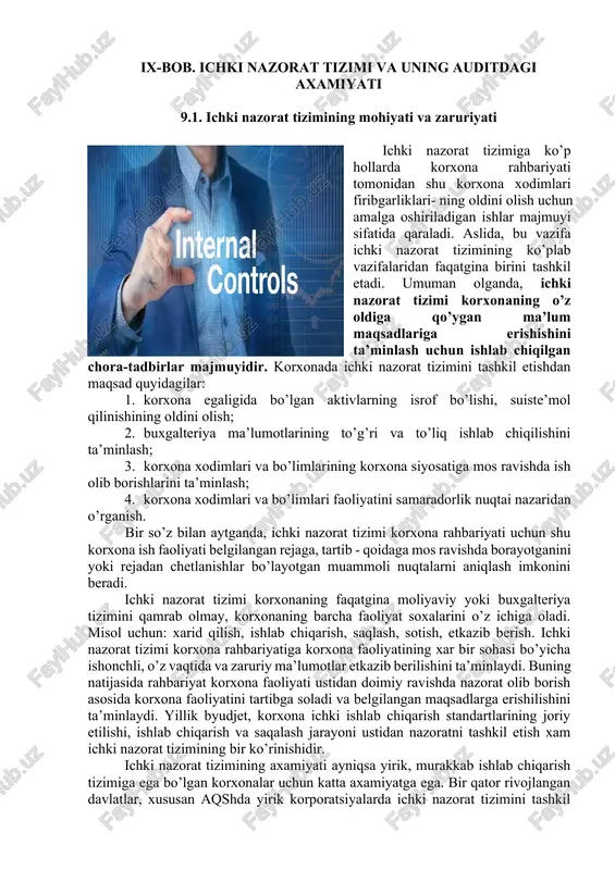 ichki nazorat tizimi — DOCX