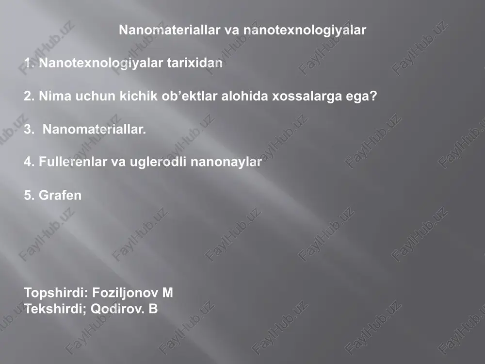 nanomateriallar va nanotexnologiyalar — PPTX