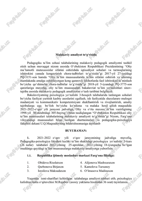 malakaviy amaliyot to‘g‘risida — DOC