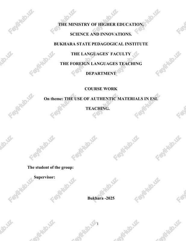the use of authentic materials in esl teaching — DOCX