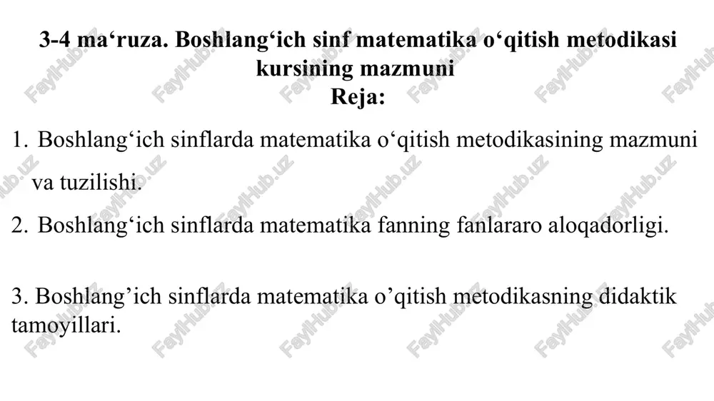 boshlang‘ich sinf matematikasi kursi — PPTX