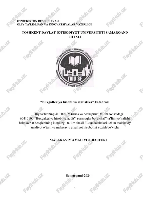 malakaviy amaliyot dasturi — DOCX