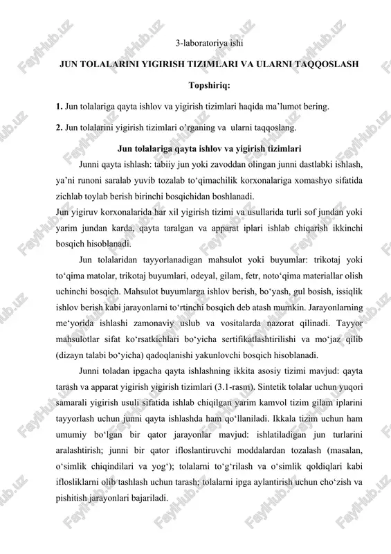 jun tolalarini yigirish tizimlari va ularni taqqoslash — DOCX