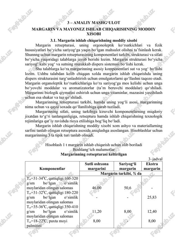 margarin ishlab chiqarish — DOCX