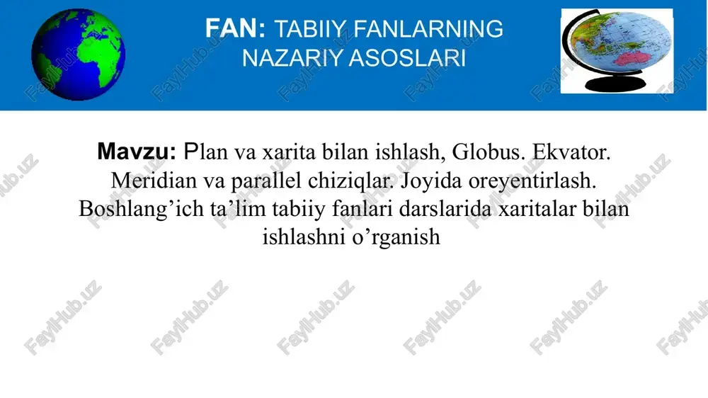 plan va xarita bilan ishlash — PPTX