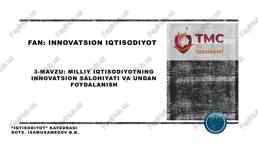 innovatsion iqtisodiyot — PPTX