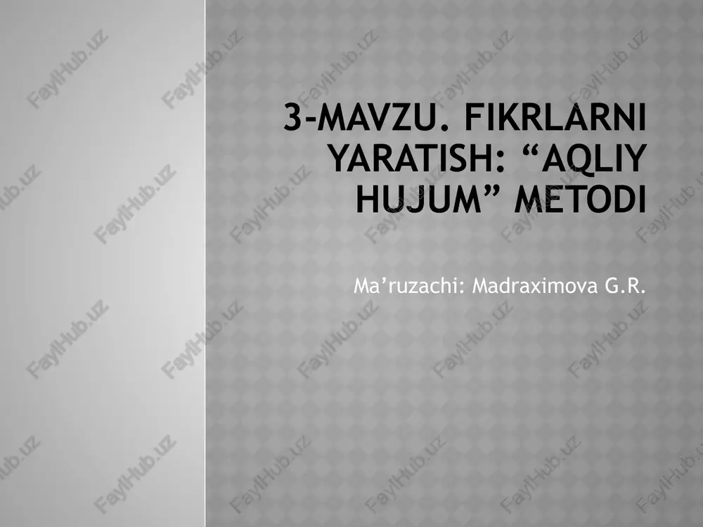 "aqliy hujum" metodining turlari — PPTX