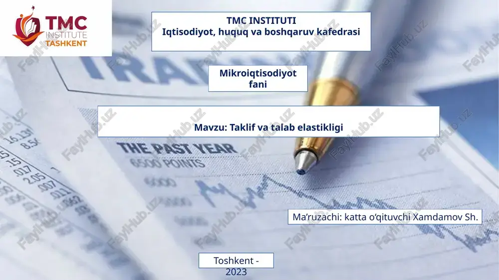 taklif va talab elastikligi — PPTX