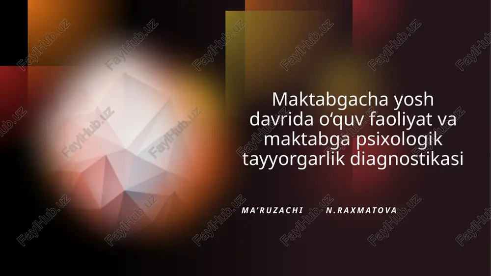 maktabga psixologik tayyorgarlik diagnostikasi — PPTX