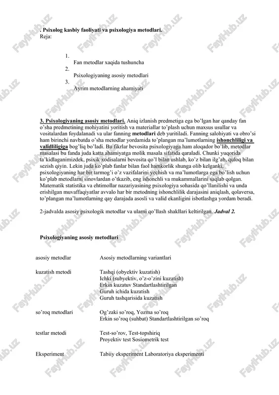 psixologiya metodlari — DOCX