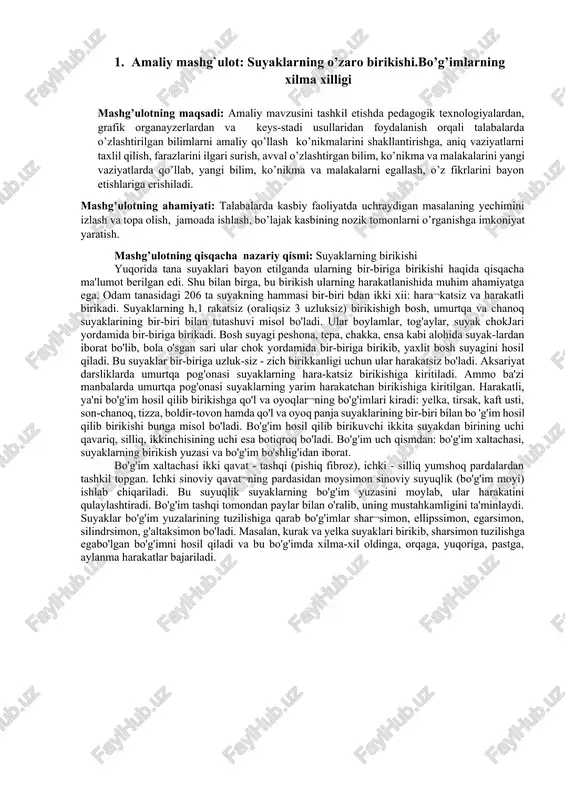 suyaklarning o'zaro birikishi — DOCX