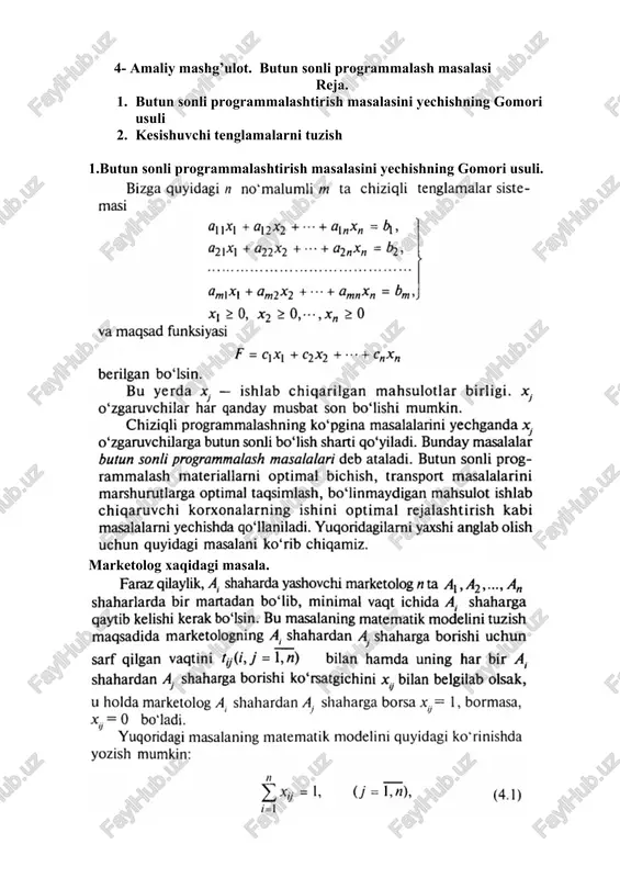 butun sonli programmalash masalasi — DOCX