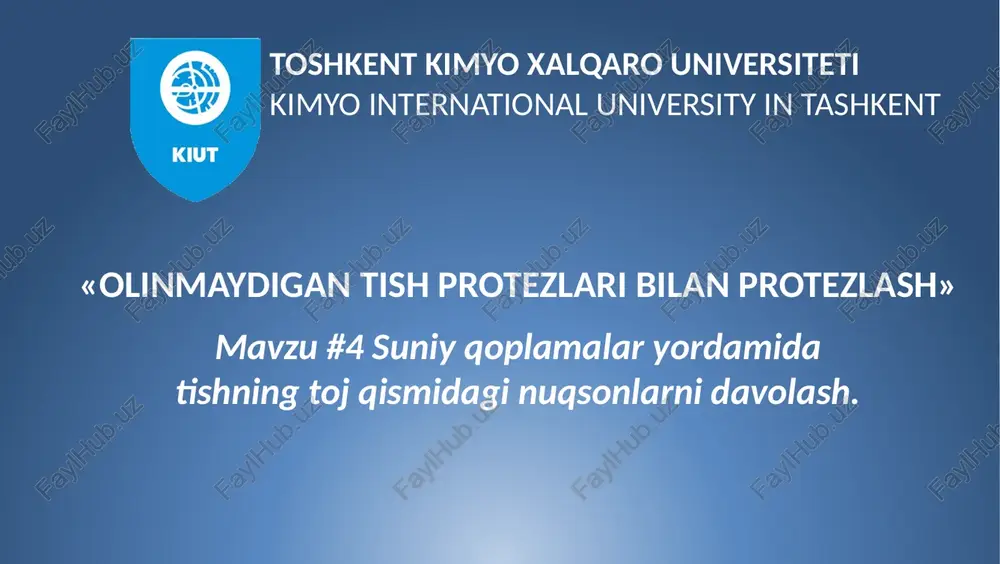 olinmaydigan tish protezlari bilan protezlash — PPTX