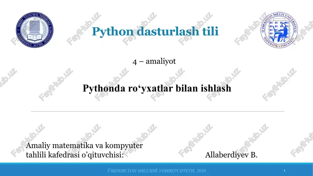 python dasturlash tili — PPTX