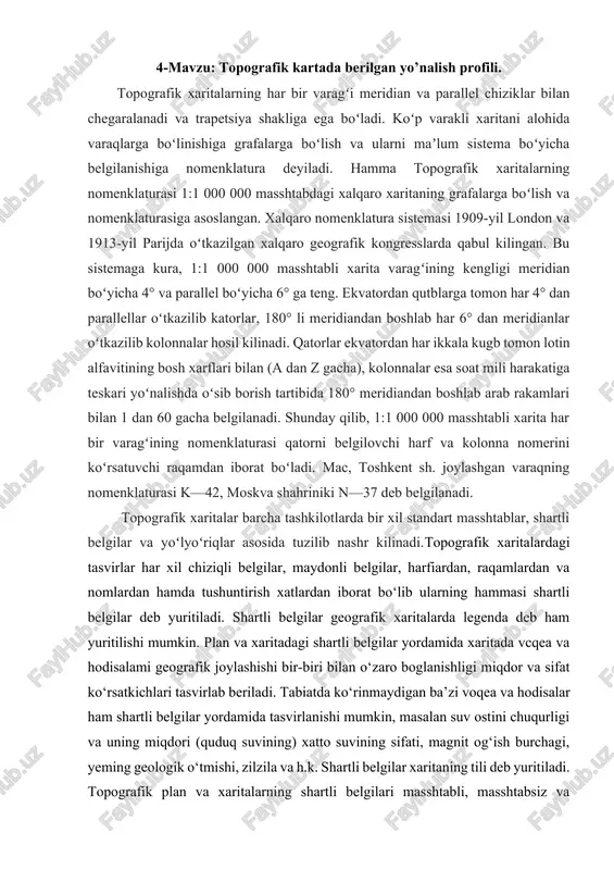 topografik xaritalar — DOCX