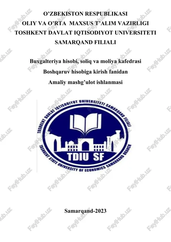 ilg’or boshqaruv hisobi”da xarajatlar hisobini yuritish — DOCX